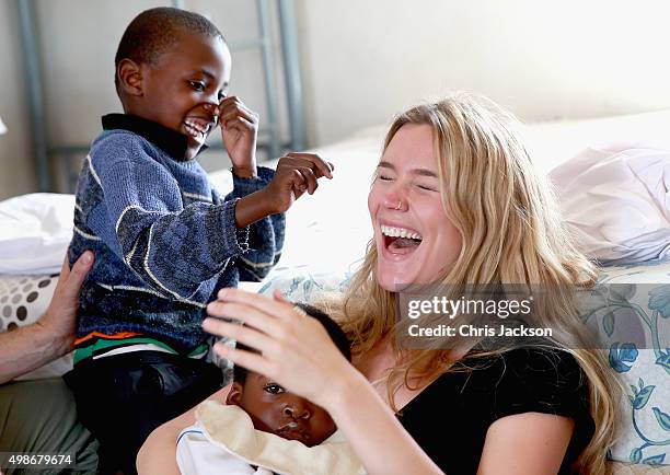 Singer and Sentebale Ambassador Joss Stone meets children and carers at Phelisanong Children's Home during a Sentebale programme visit on November...