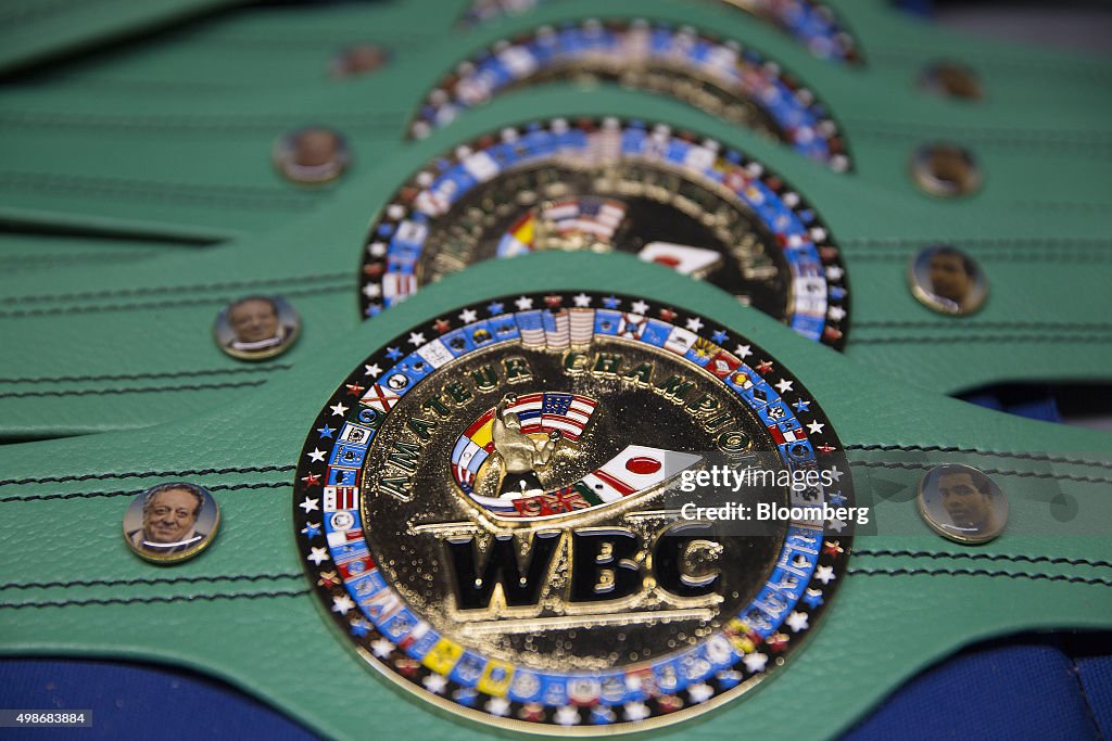 Alberto Reyes Newly made World Boxing Council amateur championship belts sit on a ...