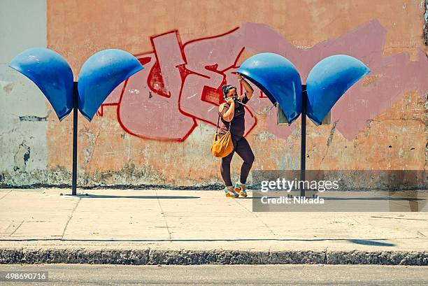 payphone in havana, cuba - telecommunications company of cuba stock pictures, royalty-free photos & images