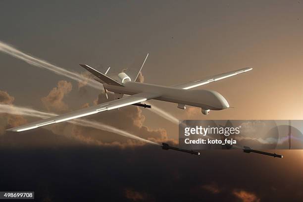 uav unmanned aerial vehicle (drone) attack - unmanned aerial vehicle stock pictures, royalty-free photos & images