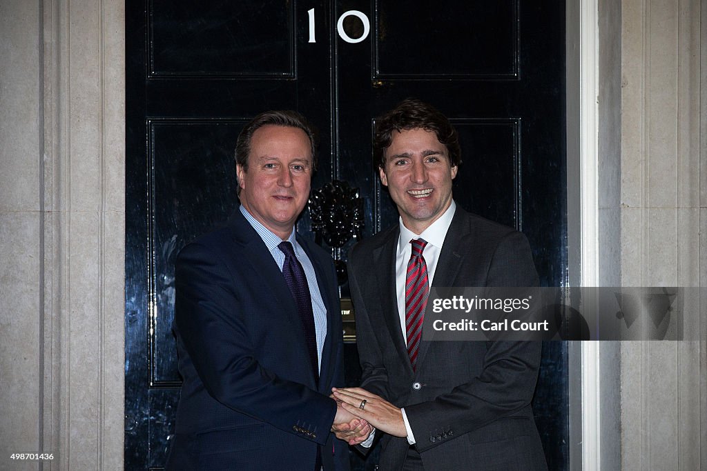 Canadian Prime Minister Justin Trudeau Meets David Cameron