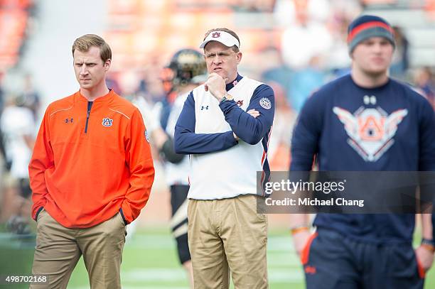 Head coach Gus Malzahn of the Auburn Tigers prior to their game against the Idaho Vandals on November 21, 2015 at Jordan-Hare Stadium in Auburn,...