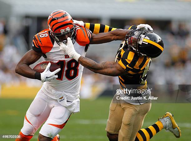 Green of the Cincinnati Bengals in action during the game Antwon Blake of the Pittsburgh Steelers on November 1, 2015 at Heinz Field in Pittsburgh,...