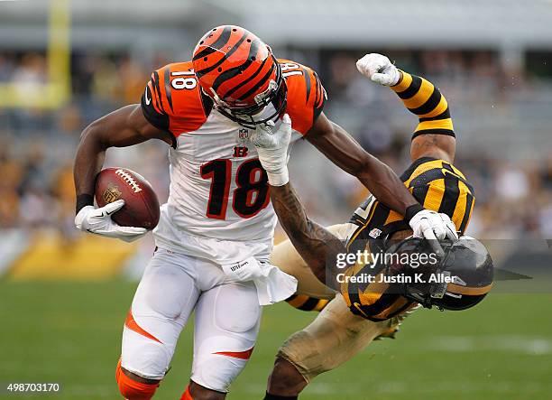 Green of the Cincinnati Bengals in action during the game Antwon Blake of the Pittsburgh Steelers on November 1, 2015 at Heinz Field in Pittsburgh,...