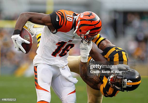 Green of the Cincinnati Bengals in action during the game Antwon Blake of the Pittsburgh Steelers on November 1, 2015 at Heinz Field in Pittsburgh,...