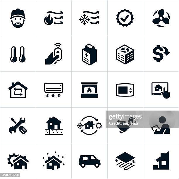 stockillustraties, clipart, cartoons en iconen met home heating and cooling icons - elektrische ventilator