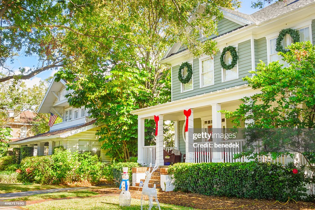 Tampa, Florida, USA Hyde Park Neighborhood hogares decoradas en Navidad