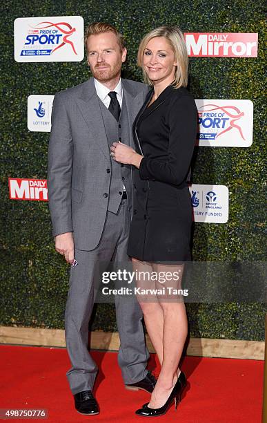 James Midgley and Jenni Falconer attend the Daily Mirror Pride Of Sport Awards at Grosvenor House on November 25, 2015 in London, United Kingdom.