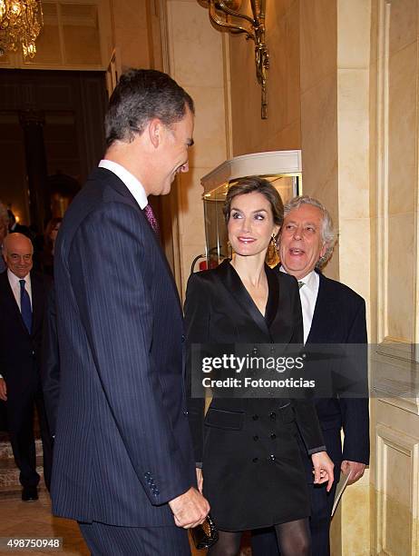 King Felipe VI of Spain and Queen Letizia of Spain attend the Francisco Cerecedo Journalism Award Ceremony at The Ritz Hotel on November 25, 2015 in...