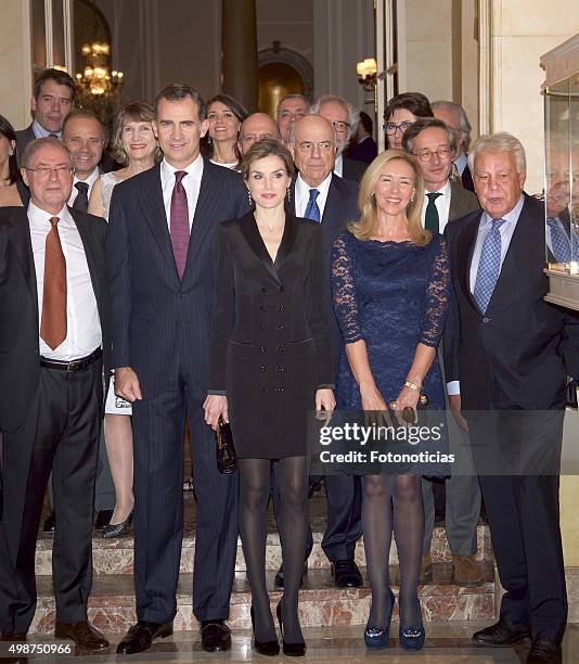 Felix de Asua, King Felipe VI of Spain, Queen Letizia of Spain, Mar Garcia Vaquero and Felipe Gonzalez attend the Francisco Cerecedo Journalism Award...