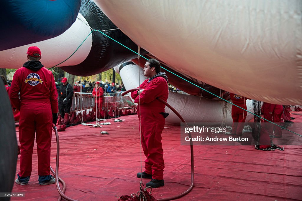 Floats Are Prepared For Macy's Thanksgiving Day Parade In New York