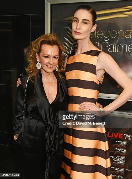 Caroline Scheufele and Erin O'Connor attend the screening of La Legende de La Palme d'Or at The Curzon Mayfair on November 25, 2015 in London,...