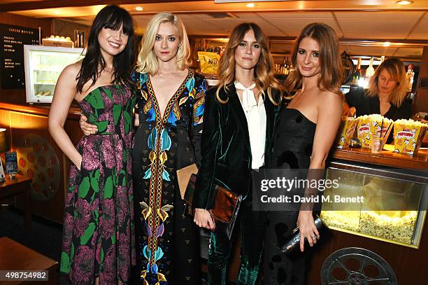 Daisy Lowe, Portia Freeman, Jade Williams and Millie Mackintosh attend the screening of La Legende de La Palme d'Or at The Curzon Mayfair on November...