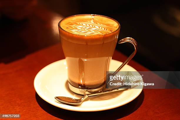 cappuccino in the trasparent cup - trasparente stock pictures, royalty-free photos & images