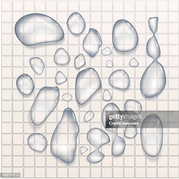droplets on tiles - empty bathroom background stock illustrations