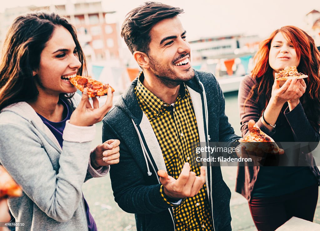 Pizza time on the roof