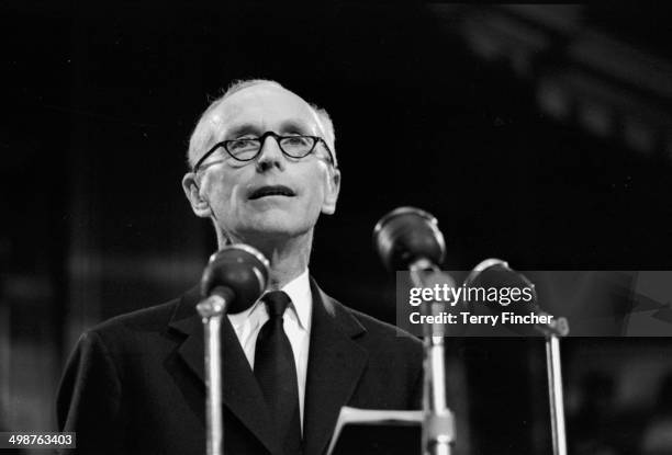 British Prime Minister Sir Alec Douglas-Home giving a speech, June 11th 1964.
