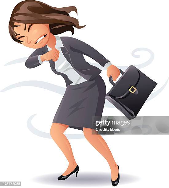 businesswoman facing strong headwinds - argument stock illustrations