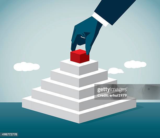 stockillustraties, clipart, cartoons en iconen met pyramid - bovenop