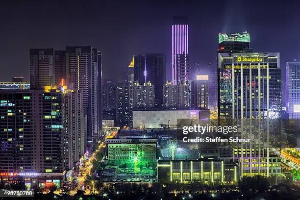 skyline shenyang metropolis modern overview elevated view china - office von oben stock pictures, royalty-free photos & images