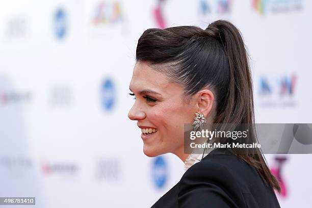 Factor runner up Louise Adams arrives for the 29th Annual ARIA Awards 2015 at The Star on November 26, 2015 in Sydney, Australia.