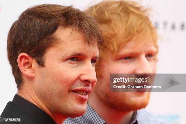 Ed Sheeran and James Blunt arrive for the 29th Annual ARIA Awards 2015 at The Star on November 26, 2015 in Sydney, Australia.