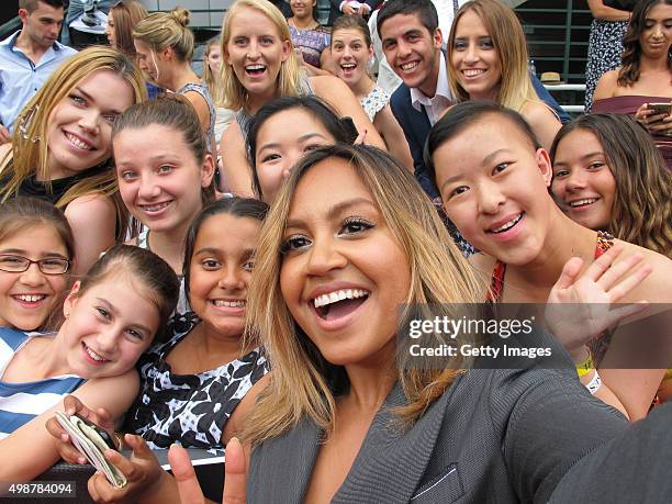 Jessica Mauboy poses for a selfie at the 29th Annual ARIA Awards 2015 at The Star on November 26, 2015 in Sydney, Australia.