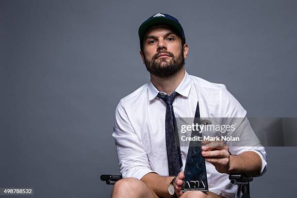 Seth Sentry poses for a portrait with an ARIA for Best Urban Album poses for a portrait during the 29th Annual ARIA Awards 2015 at The Star on...