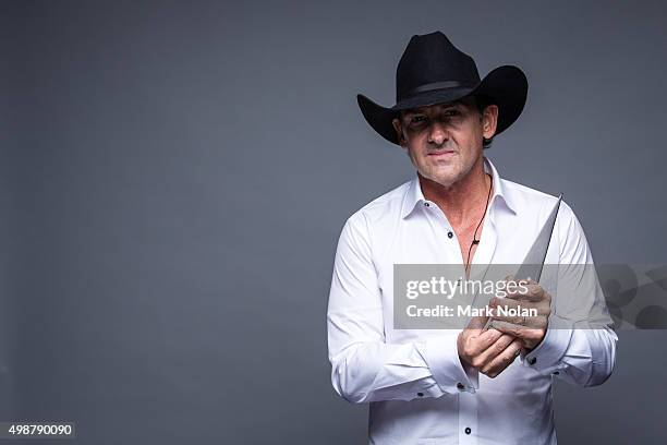Lee Kernaghan poses for a portrait with an ARIA for Outstanding Achievement Award during the 29th Annual ARIA Awards 2015 at The Star on November 26,...