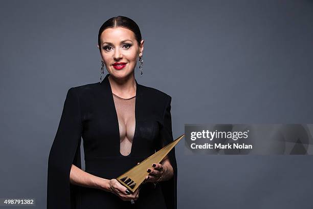 Tina Arena poses for a portrait with an ARIA after being inducted into the ARIA Hall of Fame during the 29th Annual ARIA Awards 2015 at The Star on...