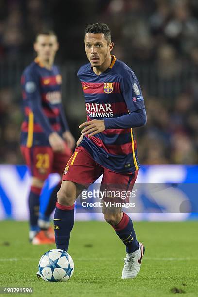 Adriano Coreia Claro of FC Barcelona during the Champions League match between FC Barcelona and AS Roma on November 24, 2015 at the Camp Nou stadium...
