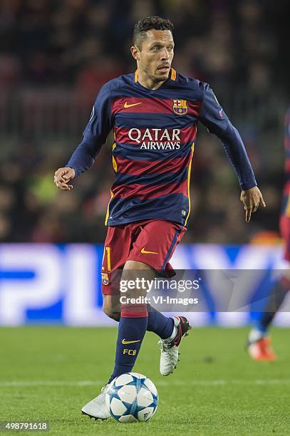 Adriano Coreia Claro of FC Barcelona during the Champions League match between FC Barcelona and AS Roma on November 24, 2015 at the Camp Nou stadium...