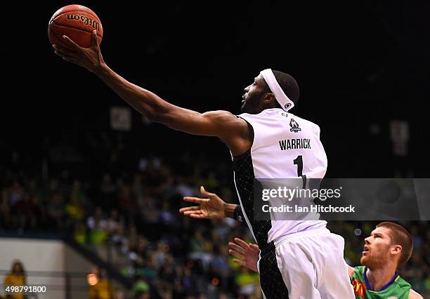 Hakim Warrick of Melbourne United attempts a layup during the round eight NBL match between the Townsville Crocodiles and Melbourne United on...