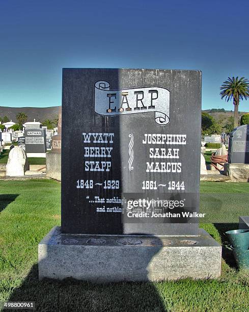 The grave site of Wyatt Earp & Wife Josephine, Hills of Eternity Cemetery, Colma, Calfornia.