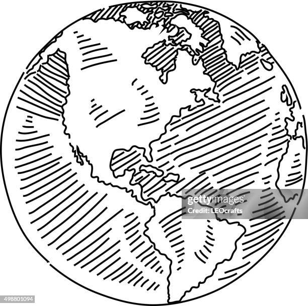 globe drawing - pencil drawing stock illustrations