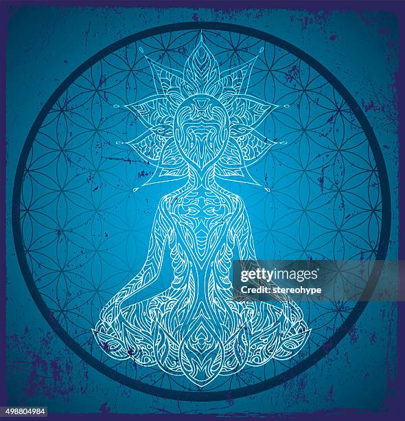 flower of life meditation - sacred geometry stock illustrations