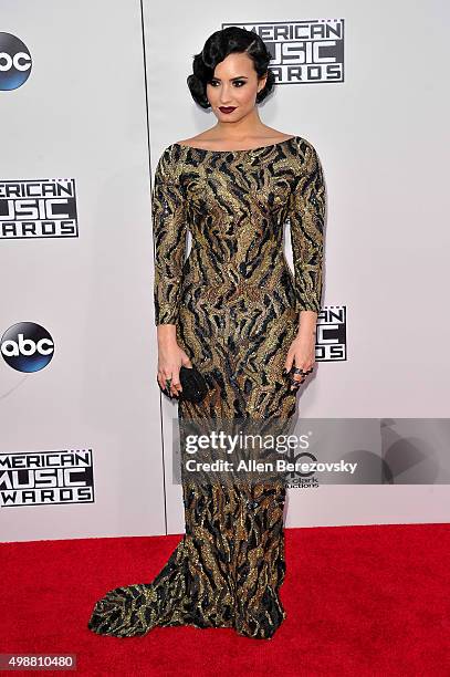 Singer Demi Lovato arrives at the 2015 American Music Awards at Microsoft Theater on November 22, 2015 in Los Angeles, California.