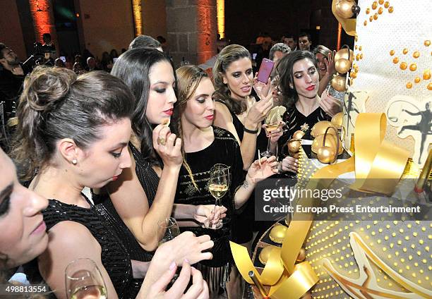 Spanish Rhythmic Gymnastics team attend a press presentation of the Freixenet Cava Christmas advertisment 2015 on November 25, 2015 in Barcelona,...