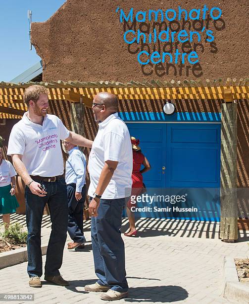 Prince Harry and Prince Seeiso of Lesotho attend the opening of Sentebale's Mamohato Children's Centre during an official visit to Africa on November...