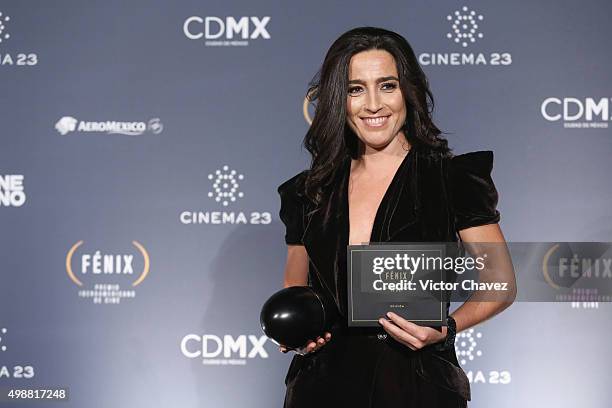 Winner of best edition Fenix award Isabel Silva attends the Premio Iberoamericano de Cine Fenix 2015 at Teatro de La Ciudad on November 25, 2015 in...