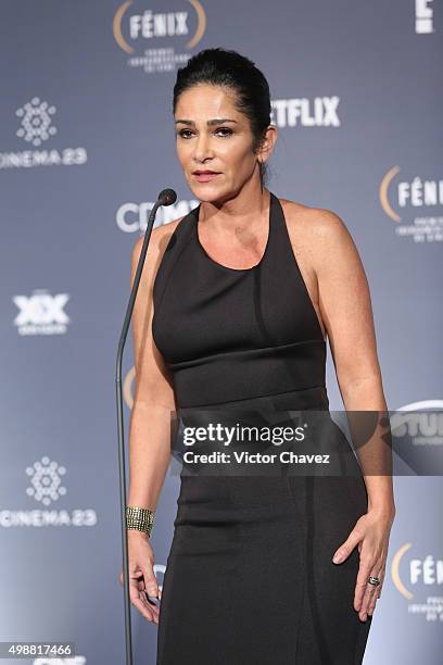 Lydia Cacho attends the Premio Iberoamericano de Cine Fenix 2015 at Teatro de La Ciudad on November 25, 2015 in Mexico City, Mexico.