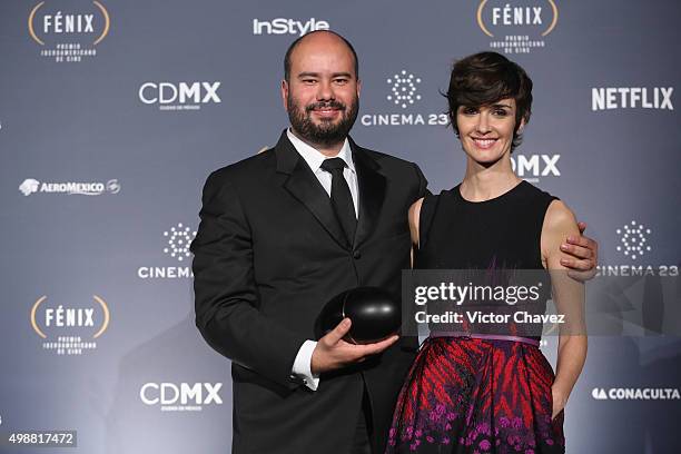 Winner of best direction Fenix award Ciro Guerra and Paz Vega attend the Premio Iberoamericano de Cine Fenix 2015 at Teatro de La Ciudad on November...