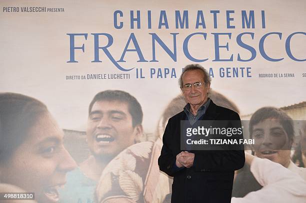 Chilean actor Sergio Hernandez poses during a photocall of the movie "Chiamatemi Francesco, il Papa della gente" on November 26, 2015 in Rome. The...