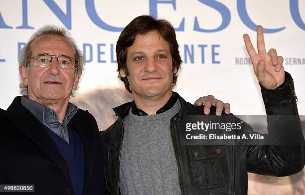 Actors Sergio Hernandez and Rodrigo de la Serna attend a photocall for 'Call Me Francesco' at Cinema Adriano on November 26, 2015 in Rome, Italy.