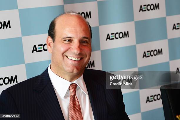 Michael S Burke, Chairman and Chief Executive Officer, AECOM, during a press conference on March 12, 2015 in New Delhi, India.