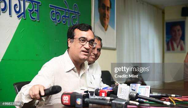 Ajay Maken, President of Delhi Congress Committee, addressing a press conference regarding INC membership drive at Pradesh Congress office on March...