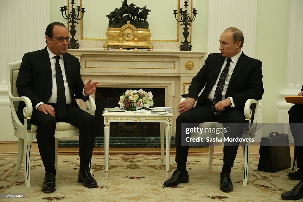 Russian President Vladimir Putin Meets French President Francois Hollande