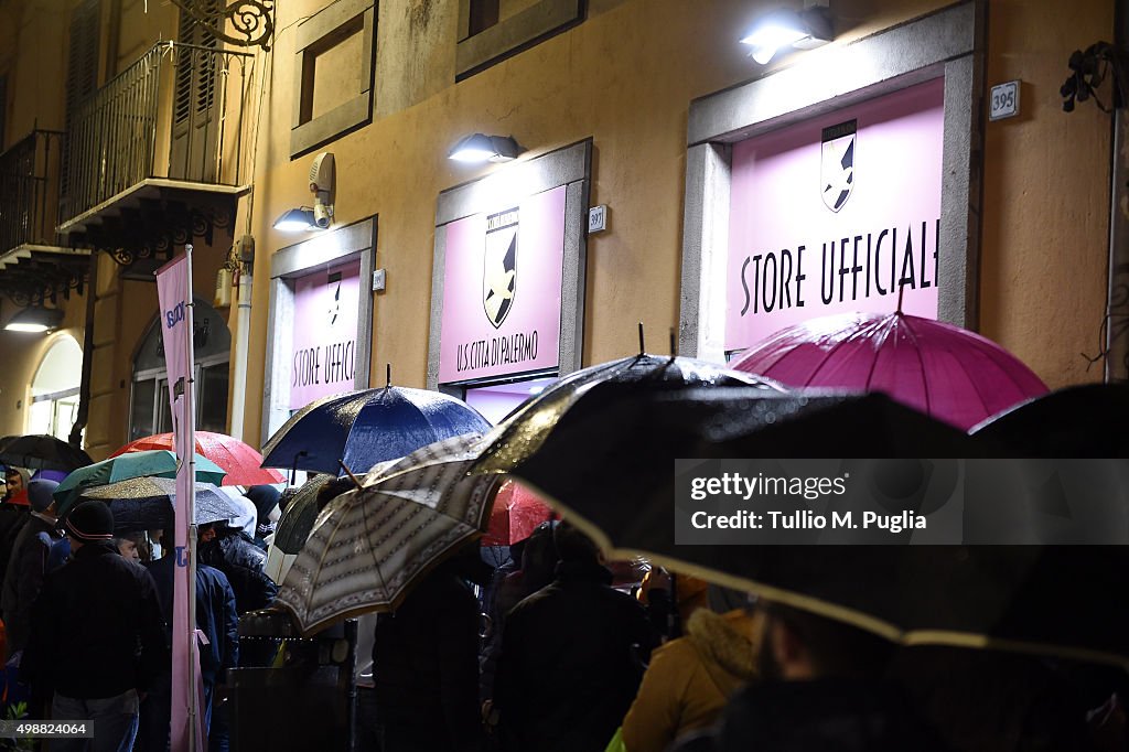 US Citta di Palermo Player Alberto Gilardino Visits Club Store