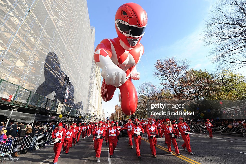 Red Mighty Morphin Power Ranger Balloon Takes Flight At The 89th Annual Macy's Thanksgiving Day Parade