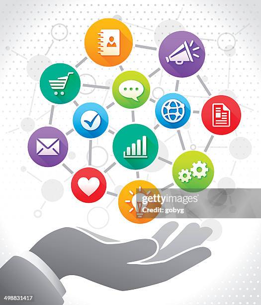 solution in hand - boost facebook post stock illustrations